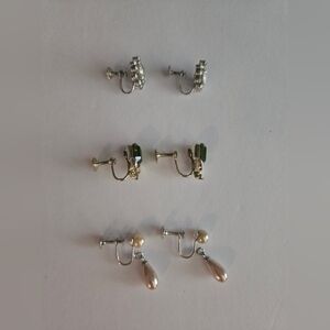 Elegant Vintage Silver and Gold Screw On Earrings 3 Pair